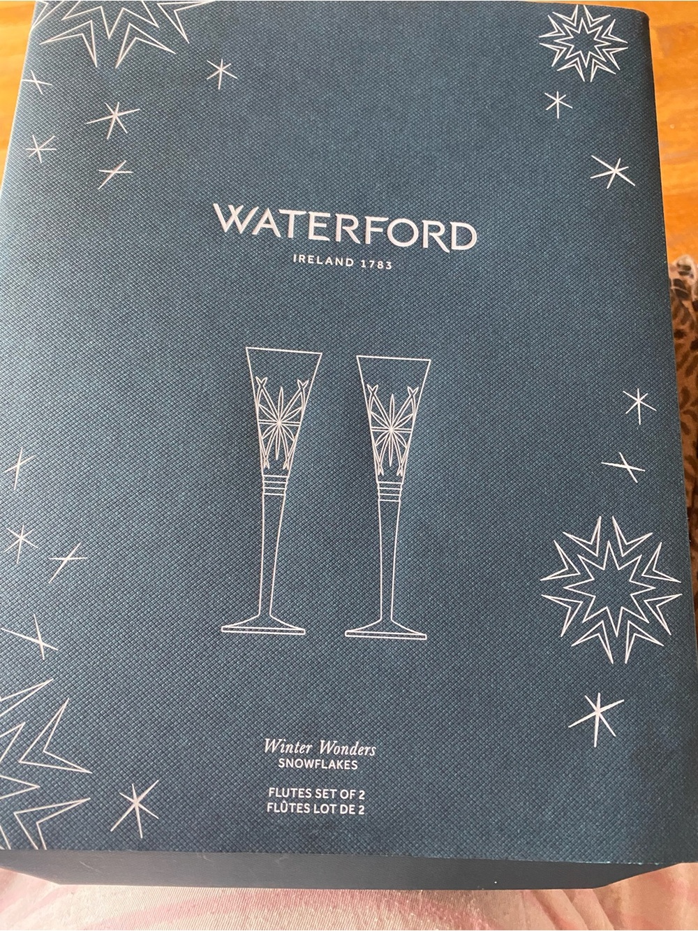 Waterford Teal Flute Snowflake Crystal Glasses